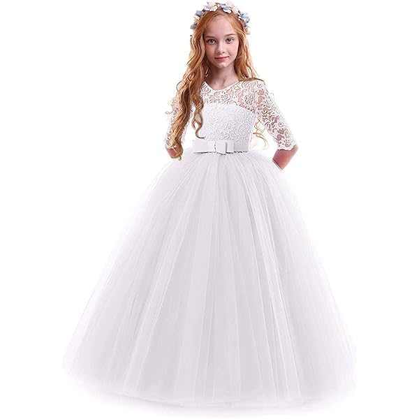 IBTOM CASTLE Flower Girl Dress Satin Bowknot Tutu Wedding Bridesmaid Christening Pageant Birthday Party Evening Prom Gown 12 18 Months Champagne