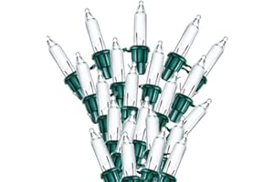 Mudder 100 Count Christmas Tree Lights Replacement Bulbs Mini Incandescent Christmas Lights 2.5v 0.425 Watt Warm Prelit Xmas Tree Decoration(Green Base with Warm White Bulb)