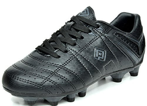 DREAM PAIRS 160471-K Kid s Fashion Soccer Shoes Outdoor Light Weight Lace Up Football Sport Cleats Sneakers (Toddler/Little Kid/Big Kid) Black-Grey Size 4