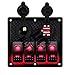 DCFlat 5 Pin 4 Gang / 6 Gang Car Marine Boat Circuit RV LED Rocker Switch Panel Breaker Voltmeter USB for RV Car Boat Blue / Red / Green Light (4 Gang Red)