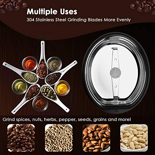 Electric Coffee Grinder, LOFTER 150W Portable Spice & Nut Grinder with