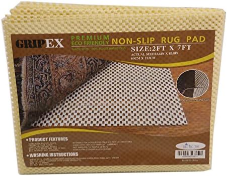 Non-slip Non-skid Rug Pad For Area Rugs and Runners Eco Friendly Made With 100% Plant Based Oils Grip-Ex (2' x 7')