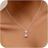 Pearl Necklaces for Women Trendy,14k Gold Plated Pearl Pendant Necklace Dainty Wedding Necklace Small Cute Gold Choker Necklace for Women Non Tarnish Gold Prom Jewelry Fashion Bridesmaids Gifts