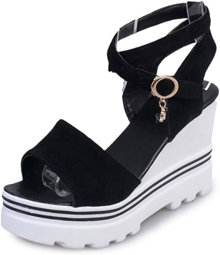 Amazon Sophiscated レディース サンダル ウェツジソール 厚底サンダル ヒール8 5cm プラットフォーム シューズ 歩きやすい 軽い 黒 白 おしゃれ 旅行 春夏用 Sophiscated ファッションサンダル