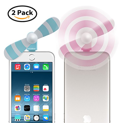 Maxonar Fan for iPhone, iPhone Fan, Portable iPhone Fan for Lightning plugs with Mobile Phone Fan Portable Dock Cool Cooler Rotating Fan attachment for Apple iPhone 7/7 Plus/6/6S Pack of 2