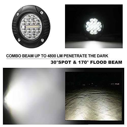 image for BUNKER INDUST Flush Mount 5 Inch Round LED Work Light Bar 2 Pcs 48W Dr