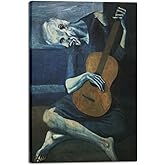 Wieco Art Large Canvas Prints The Old Guitarist by Pablo Picasso Abstract Canvas Wall Art for Wall Decor and Home Office Decorations