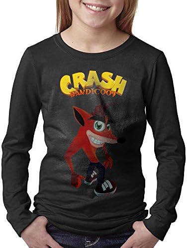 Zngo Kids/Youth Crash Bandicoot Long Sleeve T-shirt Black,XL