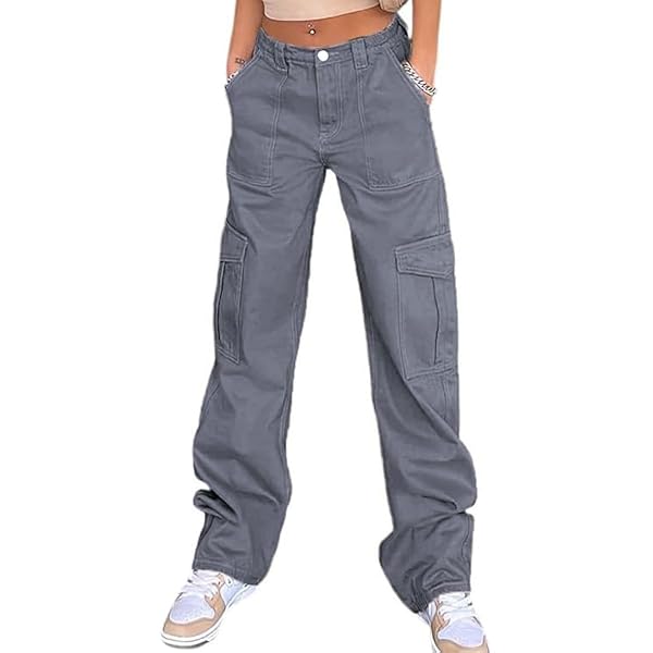パンツ PAMEO POSEVariable Length Cargo Trousers Cargo Pants Women Cute Pants Baggy Straight Wide Leg Pants with