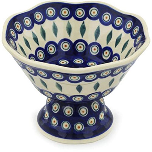 Click Here to See More Images Ceramika Bona H0781H Polish Pottery Ceramic Bowl with Pedestal Hand Painted, 7-Inch