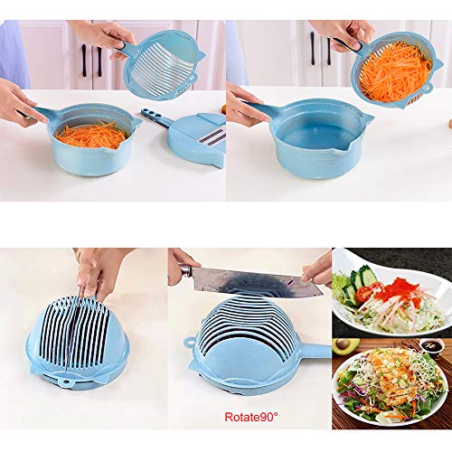 Vegetable Mandoline Slicer,Carry360 15 in 1 Veggie Spiralizer Cutter and Shredder- Wheat Straw Materials Multipurpose Julienne Grater with Guard for Fruit,Low Carb/Paleo/Gluten-Free Meals