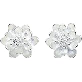 Lotus Flower Stud Earrings - 925 Sterling Silver Hypoallergenic Earrings for Sensitive Ears, Small Dainty Floral Design, Comfort Fit Backs for Daily Wear (Elegant & Cute Jewelry Gift)