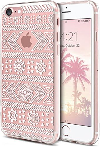 iPhone 8 Case, iPhone 7 Phone Cover,ROOEL [Tribal Aztec Maya Artwork Pattern] Slim Soft Protective TPU Bumper Frame Hard Clear Transparent Acrylic PC Plastic Back
