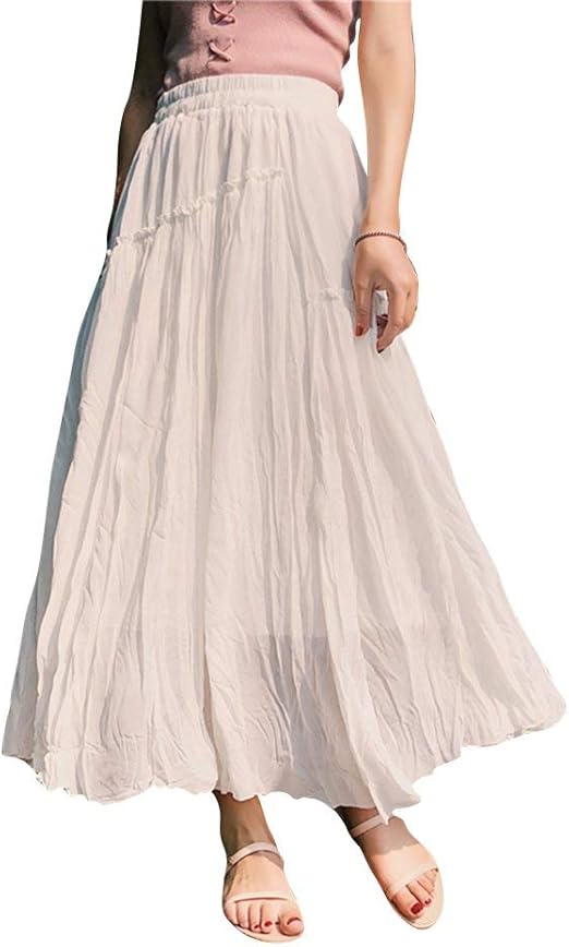 Gonna Lunga A Pieghe ThreeH - Vita Alta Con Motivo A Pois (Nero/Rosso)