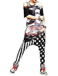 ELLAZHU dama Verano Harem Hippie Stripe Star de impresión pantalones Onesize gk121
