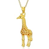 Plesitep Giraffe Necklace for Women Sterling Silver Giraffe Deer Pretty Pendant Animal Necklace Unique Gift and Souvenir