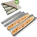 Walfos Baguette Pan Set-Food Grade Nonstick Coating Perforated Baguette Bread Pans for French Bread Baking 4 Loaves, with Professional Bakers Couche Proofing Cloth