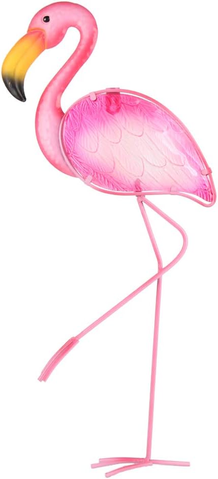 Plaques & Wall Art - HONGLAND Metal Flamingo Wall Decor Outdoor Bird Wall Art Flamingo Sculpture Hanging Pink Decorations for Home Living Room Bedroom-21 Inches