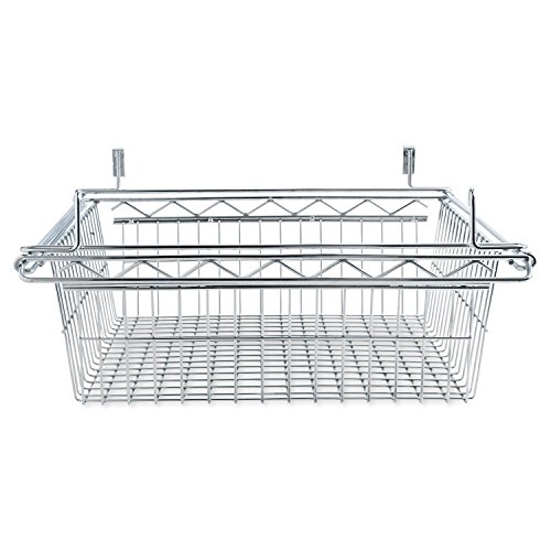Alera Sliding Wire Basket for Wire Shelving, 18 by 18 by 8-Inch, Silver