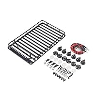 AKDSteel Professional Roof Rack Luggage Carrier with 6 LED Light for 1/10 RC Crawler for D90 for Axial Scx10 for RC Cars Toy Parts