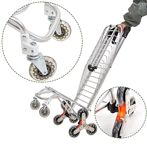 KARMAS PRODUCT Folding Shopping Cart with Swivel Wheels Stair Climber Grocery Utility Hand Cart Trolley, Easily Collapsible and Portable - Thumbnail 4