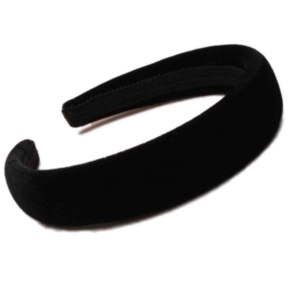 Black Padded Velvet Feel Alice Hair Band Headband 2.5cm (1") Wide