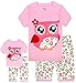 Girls Matching Doll&Toddler Owl 4 Piece Short Cotton Pajamas Kids Clothes Sleepwear