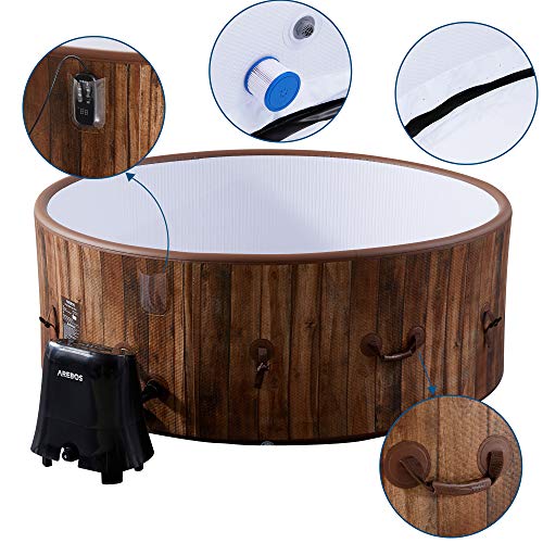 Arebos aufblasbarer Whirlpool | extra dünn | In- & Outdoor | 7 Personen | ⌀ 180 cm | Drop-Stitch-Technologie | 130… – Bild 8
