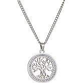 kkjoy Tree of Life Necklace Stainless Steel Family Tree of Life Pendant Necklace Nature Inspired Jewelry Spiritual Gifts for Women Men