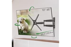 Barkan 21'' Long TV Wall Mount, 13-65 inch Full Motion Articulating - 4 Movement Premium Flat/Curved Screen Bracket, Holds up