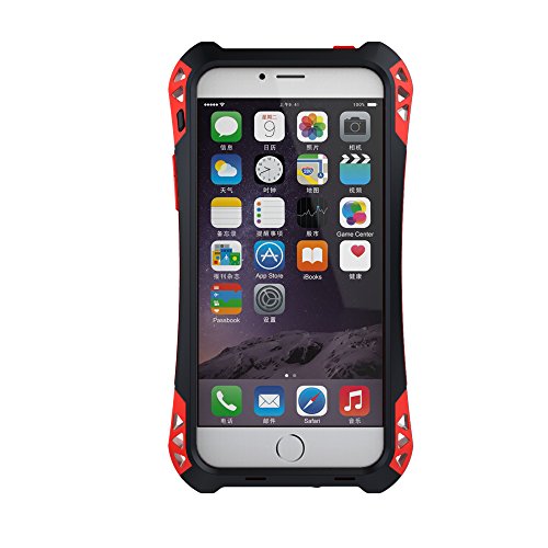 WishLotus® IPhone SE Case, Shockproof Drop Proof Water Resistant Carbon Fiber Zinc Magnesium Alloy Metal Gorilla Glass Heavy Duty Armor Case Cover for Apple iPhone SE & iPhone 5S 5 (Black/Red/Black)