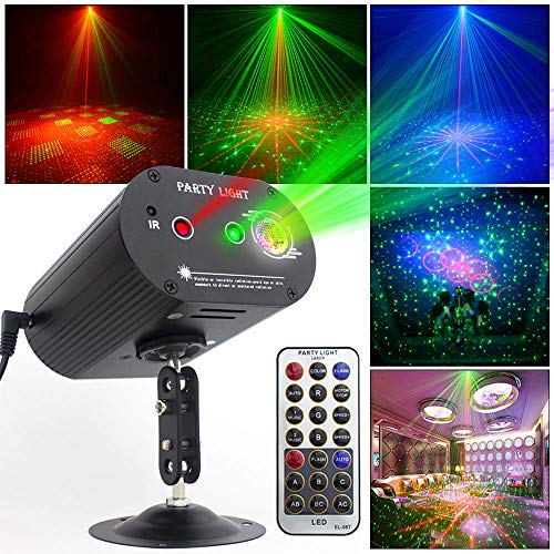 Party Lights DJ Disco Light RGB 3 Lens 36 Patterns Projector GOOLIGHT Mini LED Strobe Sound Activated Stage Lights Indoor for Birthday Parties Wedding Karaoke KTV Bar Christmas Halloween Decorations
