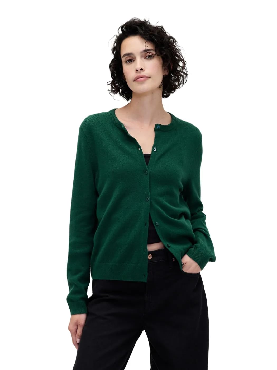 GAP Womens Cashsoft Cropped Cardigan, Evergreen Glamour, XX-Large