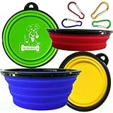 Mr. Peanut's Collapsible Dog Bowls, Set of 4 Colors, Dishwasher Safe BPA Free Food Grade Silicone Portable Pet Bowls, Foldable Travel Bowls for Feed & Water on Journeys, Hiking, Kennels & Camping