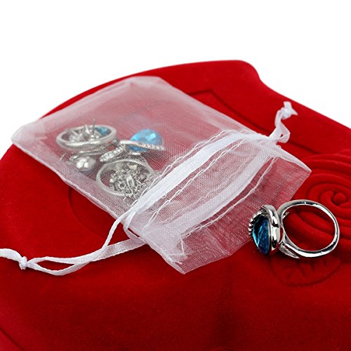 Dealglad 50pcs Drawstring Organza Jewelry Candy Pouch Christmas Wedding Party Favor Gift Bags (3x4", White)