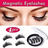 Premium False Magnetic Eyelashes 4 Pieces Fake Eyelashes 3D Reusable 0.2mm Ultra Thin Magnetic Eyelashes Set Perfect for Deep Eyes & Round Eyes (4 pieces)