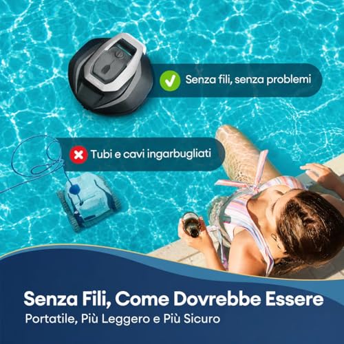 Pooleco Robot Pool 10s, Wireless Pool Cleaner Robot 90min, Control Through Application and Distance, Auto-Parking, for All Surfaces Pools Above Ground and Buried Up to 80㎡