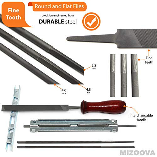 Mizoova - Kettensägen Schärfer 10 Teilig Schärfgerät Kit mit Rundfeilen 4.0-4.8 - 5.5 mm – Bild 3