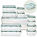 ACODINE 11 Food Storage Containers With Airtight Snap Lock Lids – Clear, BPA Free, Stacking, Reusable Leak Proof Lunchboxes - Freezer, Dishwasher, Microwave Safe – Bonus Draining Rack, 23 Piece Set