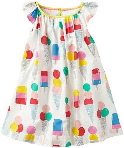 Vicky Piggy Little Girls Dress,Formal Dresses Summer Sleeve Cotton Casual Dress (4T, Ice Cream)