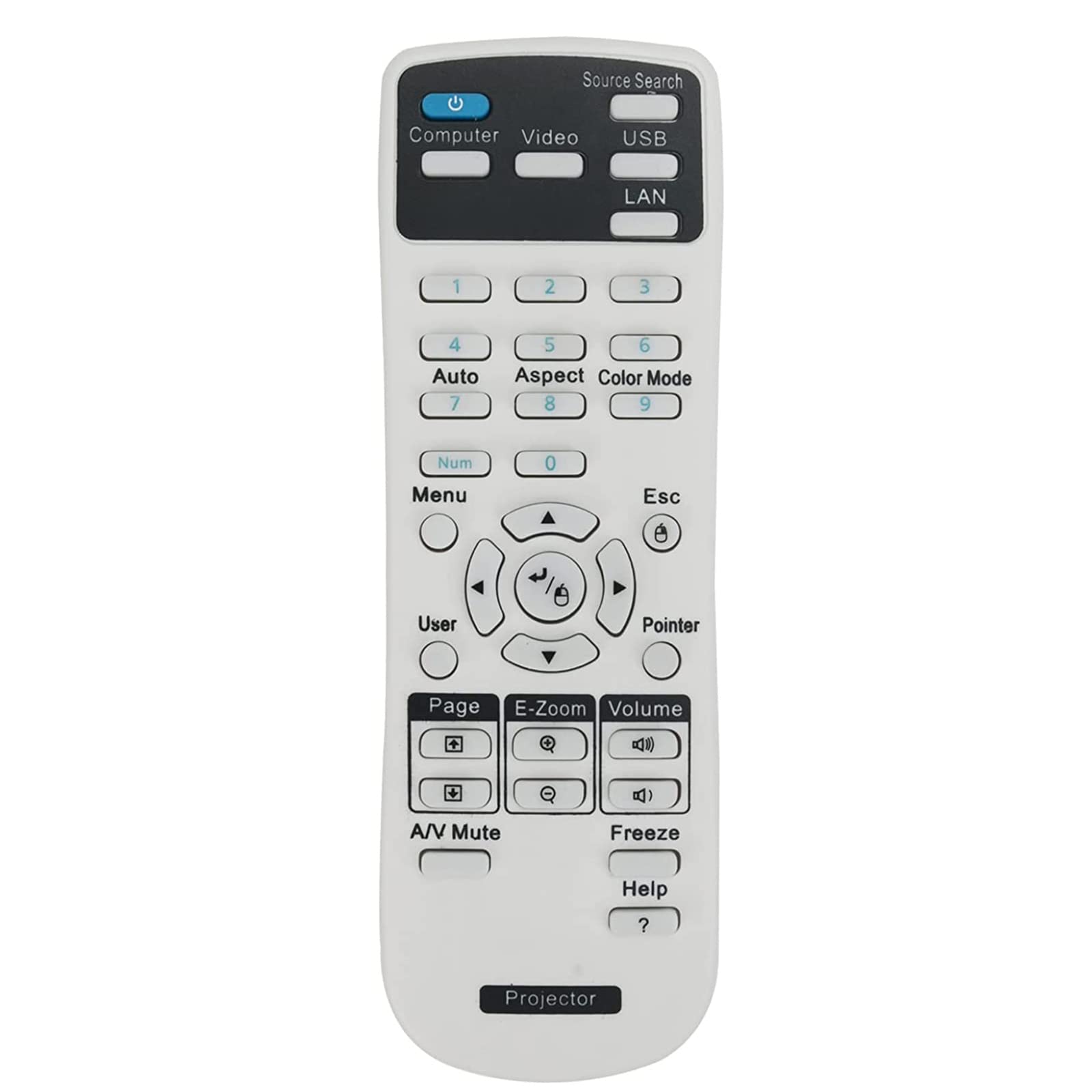 VINABTY Replacement Projector Remote Control Fit for Epson 1547200 EB-435W EB-430 EB-425W EB-420 EB-485Wi EB-480i EB-475Wi EB-470 EB-536Wi EB-530 EB-535W EB-520 EB-525W EB-965 EB-940 EB-955W EB-98