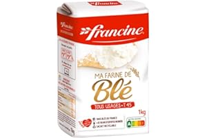 Francine Wheat Flour, T55 French Flour from France with Lower Gluten Content, Makes Great Breads, Pastries and Desserts, 35.3oz/1 kg (Pack of 2)