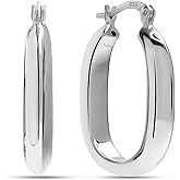 LeCalla Sterling Silver Hoop Earrings for Women | Lightweight Silver Chunky Hoop Earrings | Handmade Electroform Hollow Italian Design Click-Top Earrings Hoop