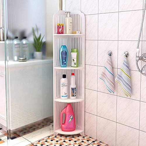 image for Mosunx Housewares 4-Tier Corner Storage Shelf, Bathroom Stand Up Shelv