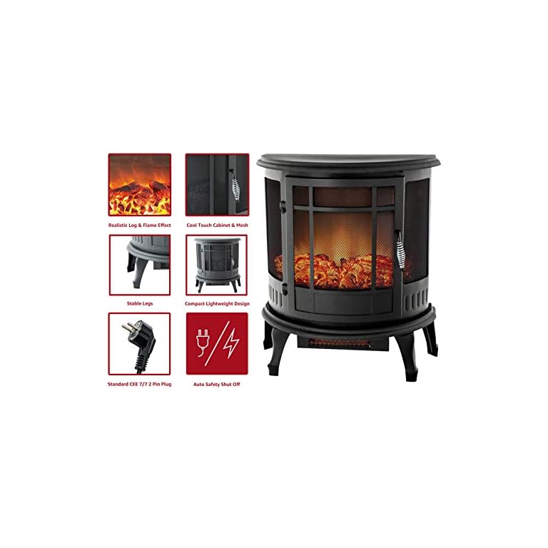 FLAME&SHADE Elektrokamin, Standkamin, Elektrischer Heizung 1800/900w