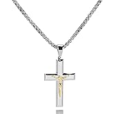 JODEE Mens Cross Necklace, Cross Necklaces for Men, Stainless Steel Cross Pendant with 24Inch Cross Chain
