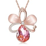 Dilanco 18K Rose Gold-Plated Crystal Pink Opal Pendant Fashion Jewelry Necklaces,18