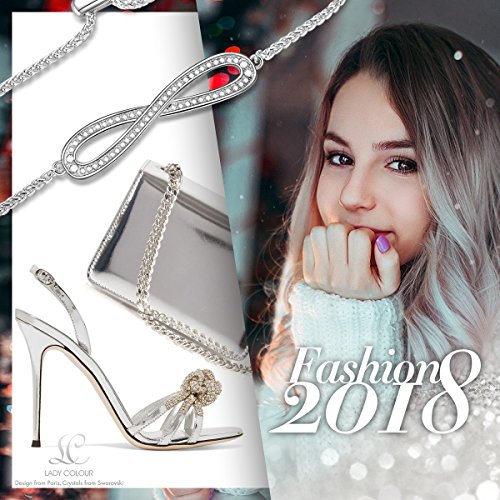 LadyColour Endless Love Infinity Silver Tone Bangle Bracelets Swarovski