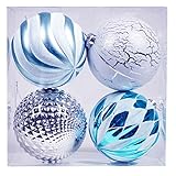 Valery Madelyn 4ct 150mm Winter Wishes Silver Blue Shatterproof Christmas Ball Ornaments Decoration for Christmas Tree