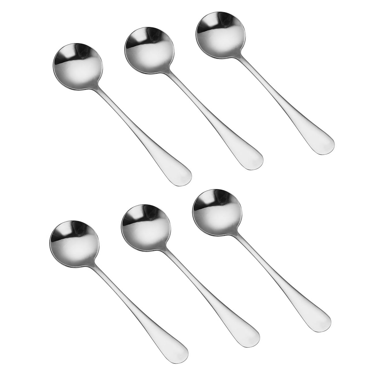 HornTide 6-Piece Soup Spoon Set, Bouillon Spoon Flatware Stainless Steel Mirror Polishing 6.5-Inch 16.6cm, Ideal for Home Kitchen and Restaurant